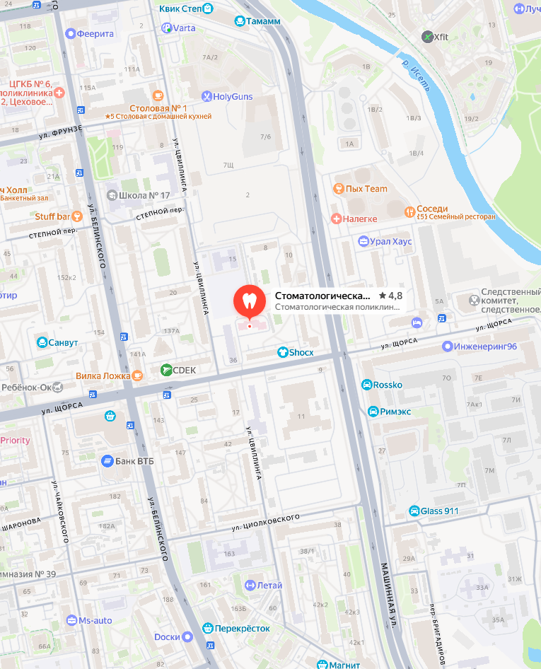 Карта — ул. Щорса, 34, Екатеринбург